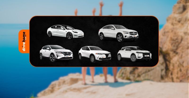 drivehome categories, tesla model 3, merceddes glc, nissan qashqai, alfa romeo tonale, ds3 crossback,