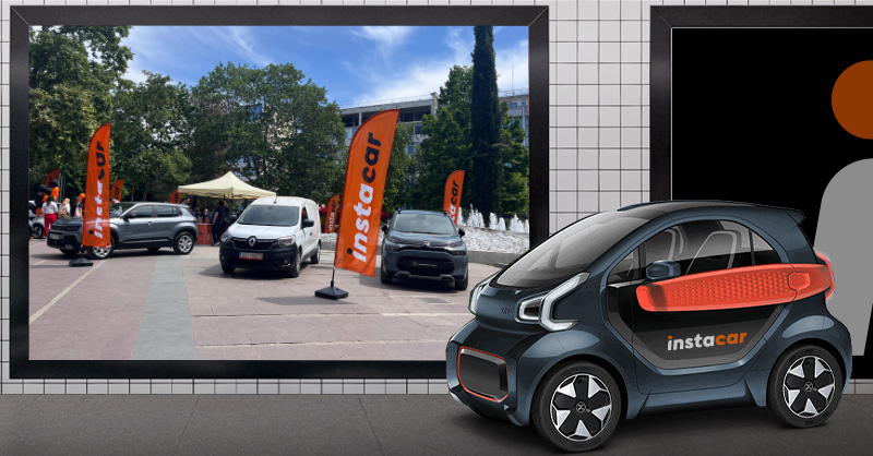 instacar exhibiting cars in Larisa's central square