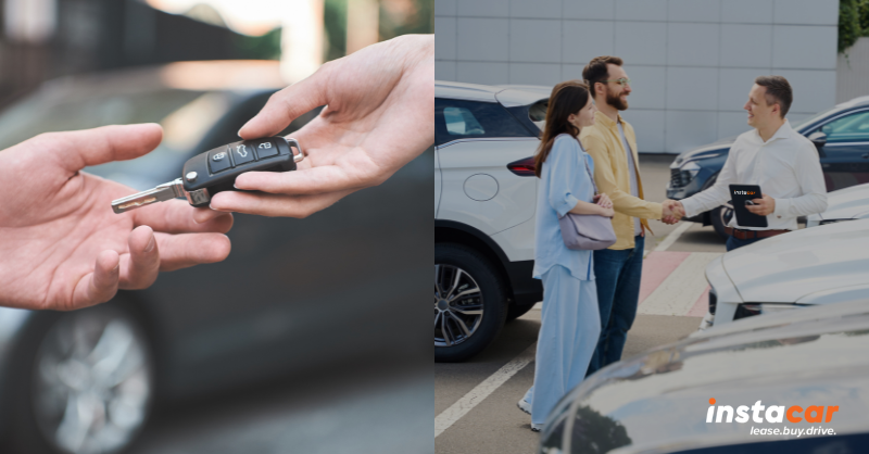 a young couple buying a car